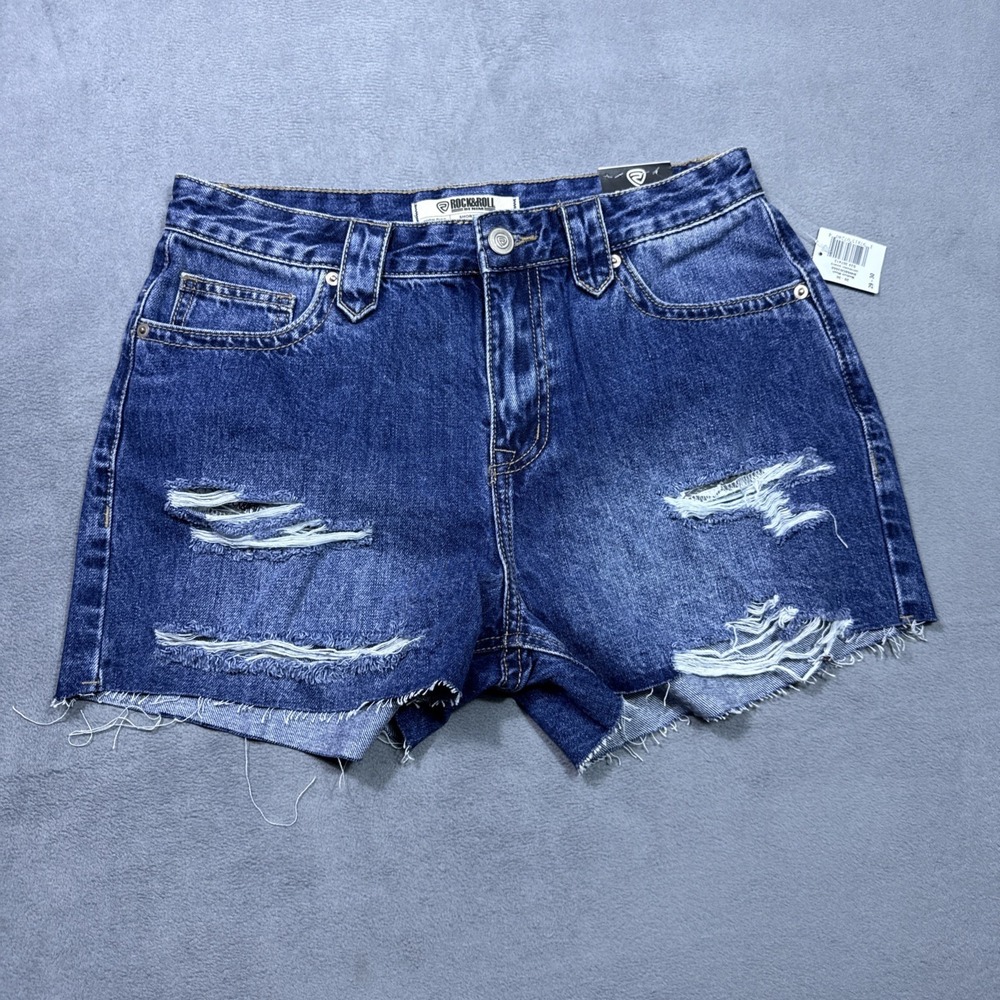Rock&roll Denim Shorts Womens 30 Highrise Cut-Off Distressed Boho USA NEW
